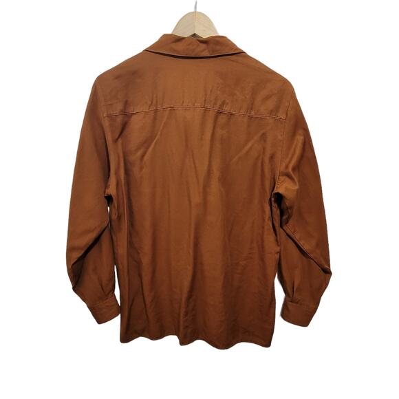 Fred David Chemise VTG Brown Button Front Shirt with Flap Pockets 70s 80s READ - Picture 2 of 6